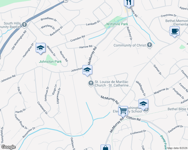 map of restaurants, bars, coffee shops, grocery stores, and more near 311 McMurray Road in Pittsburgh