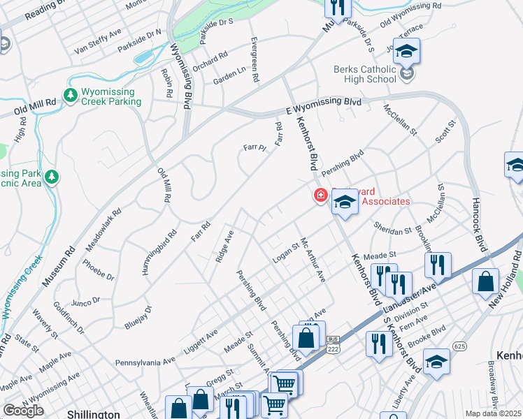 map of restaurants, bars, coffee shops, grocery stores, and more near 2 Nassau Court in Reading