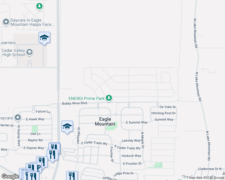map of restaurants, bars, coffee shops, grocery stores, and more near 1983 Emerald Avenue in Eagle Mountain
