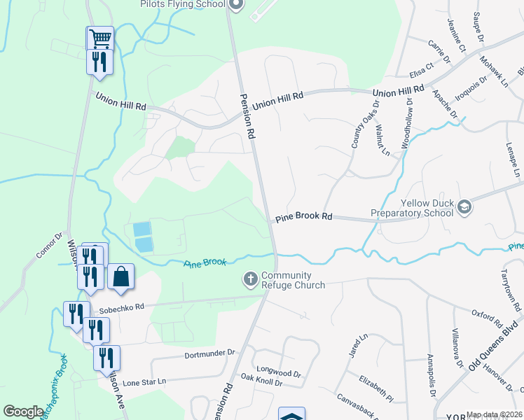 map of restaurants, bars, coffee shops, grocery stores, and more near 103 Pension Road in Manalapan Township