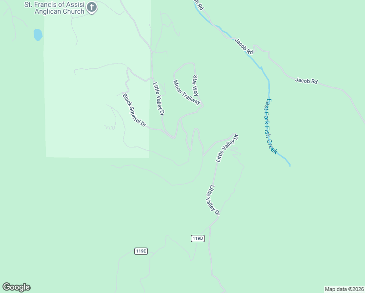 map of restaurants, bars, coffee shops, grocery stores, and more near 1705 Hummingbird Drive in Estes Park