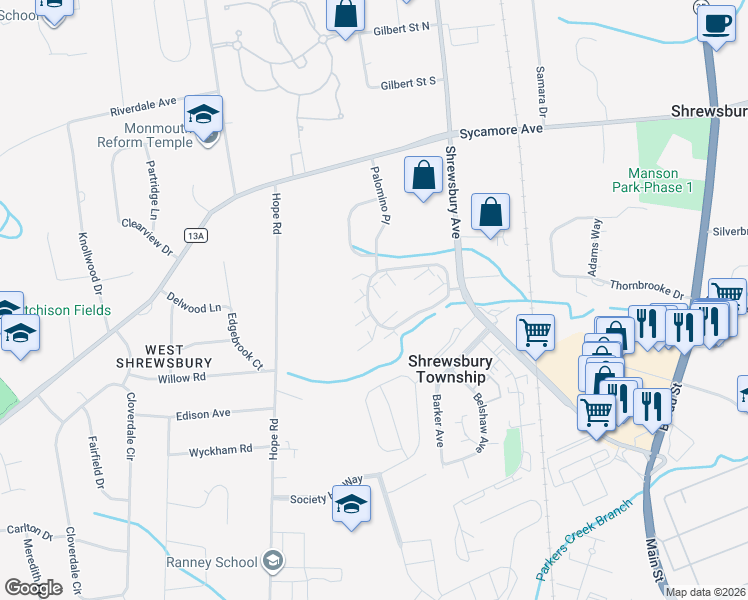 map of restaurants, bars, coffee shops, grocery stores, and more near 27 Carol Court in Tinton Falls