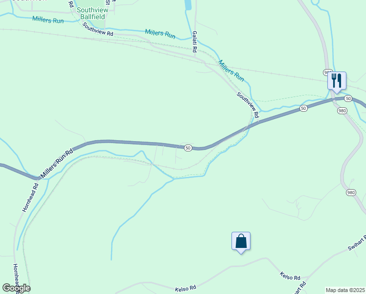 map of restaurants, bars, coffee shops, grocery stores, and more near 3998 Millers Run Road in McDonald