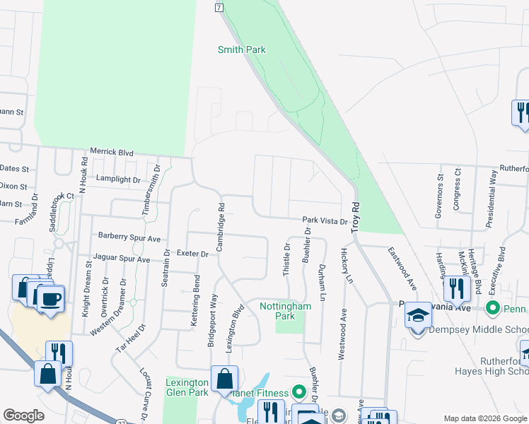 map of restaurants, bars, coffee shops, grocery stores, and more near 519 Ablemarle Circle in Delaware