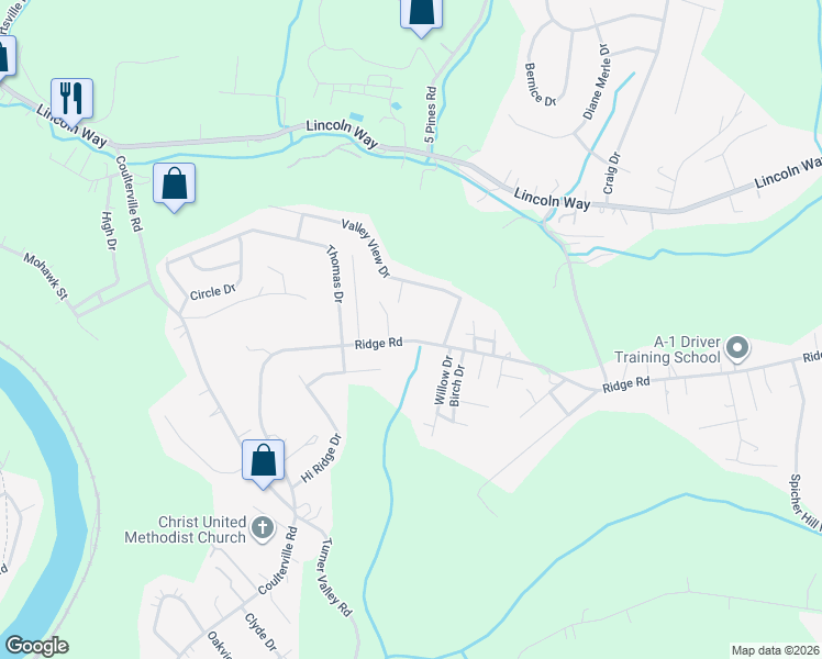 map of restaurants, bars, coffee shops, grocery stores, and more near 13971 Ridge Road in Irwin