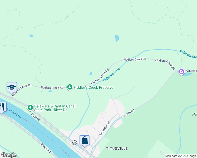 map of restaurants, bars, coffee shops, grocery stores, and more near 48 Fiddlers Creek Road in Hopewell Township