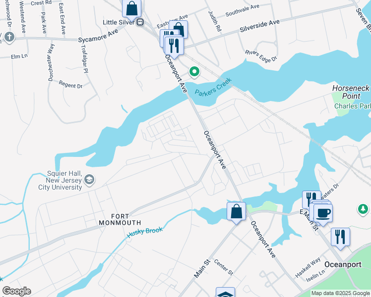 map of restaurants, bars, coffee shops, grocery stores, and more near 22 Carty Avenue in Oceanport