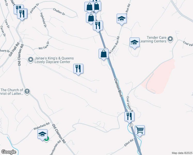 map of restaurants, bars, coffee shops, grocery stores, and more near 412 Toura Drive in Pittsburgh