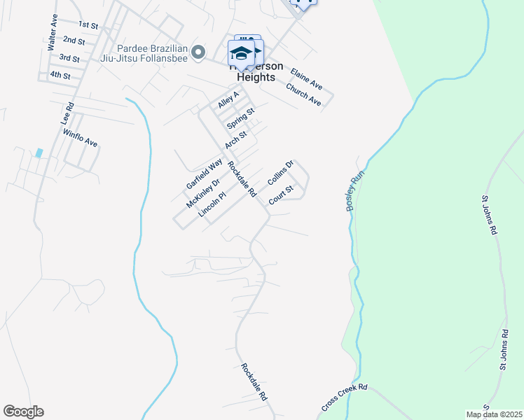 map of restaurants, bars, coffee shops, grocery stores, and more near 412 Rockdale Road in Follansbee