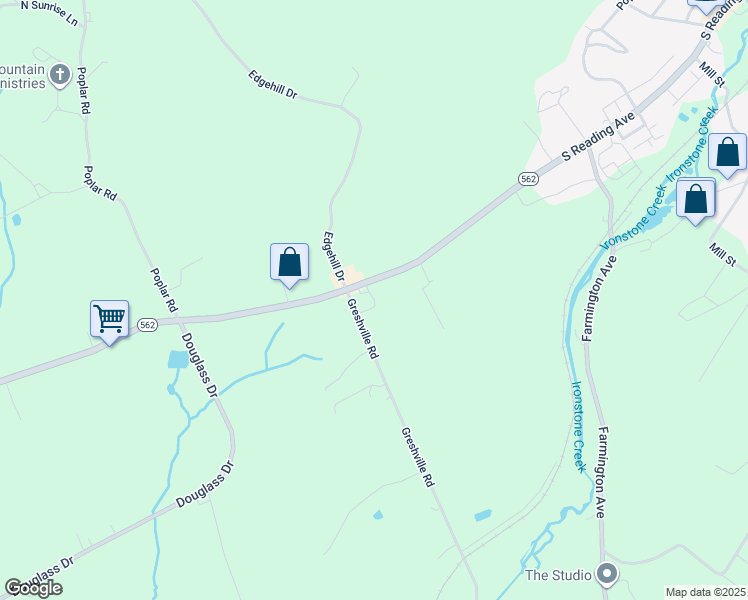 map of restaurants, bars, coffee shops, grocery stores, and more near 1010 Reading Avenue in Boyertown
