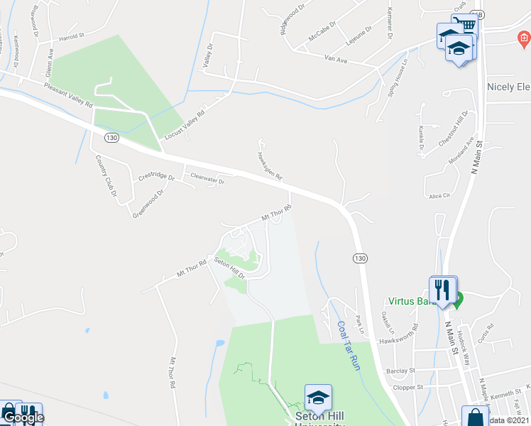 map of restaurants, bars, coffee shops, grocery stores, and more near 464 Mount Thor Road in Greensburg