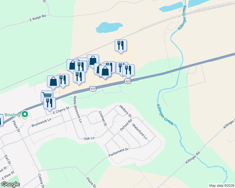 map of restaurants, bars, coffee shops, grocery stores, and more near 188 Spruce Court in Annville