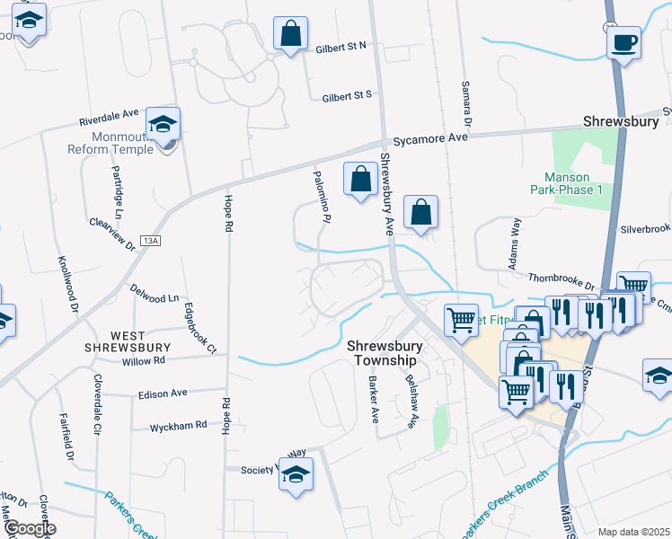 map of restaurants, bars, coffee shops, grocery stores, and more near 3 Carol Court in Tinton Falls