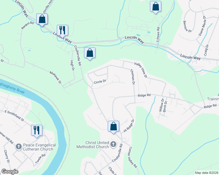 map of restaurants, bars, coffee shops, grocery stores, and more near 2005 Tomco Lane in White Oak