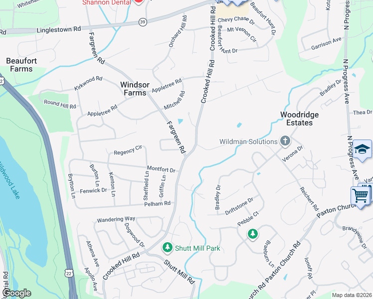 map of restaurants, bars, coffee shops, grocery stores, and more near 4015 Crooked Hill Road in Harrisburg
