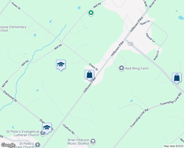 map of restaurants, bars, coffee shops, grocery stores, and more near 1428 Hilltown Pike in Bucks County