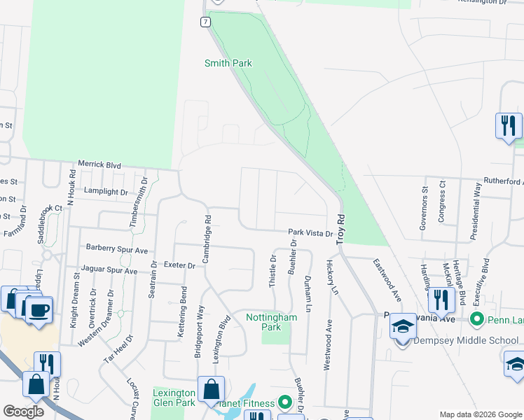 map of restaurants, bars, coffee shops, grocery stores, and more near 519 Ablemarle Circle in Delaware