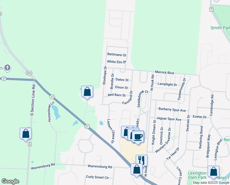 map of restaurants, bars, coffee shops, grocery stores, and more near 2254 Red Barn Street in Delaware