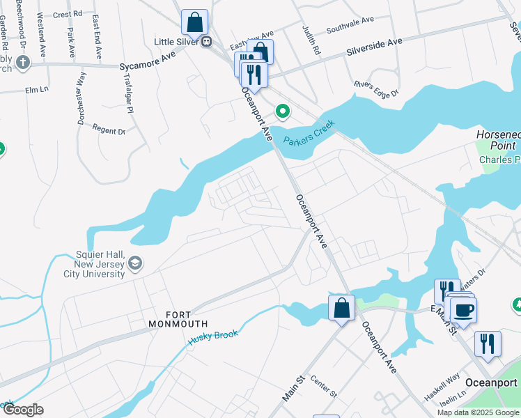 map of restaurants, bars, coffee shops, grocery stores, and more near 22 Carty Avenue in Oceanport