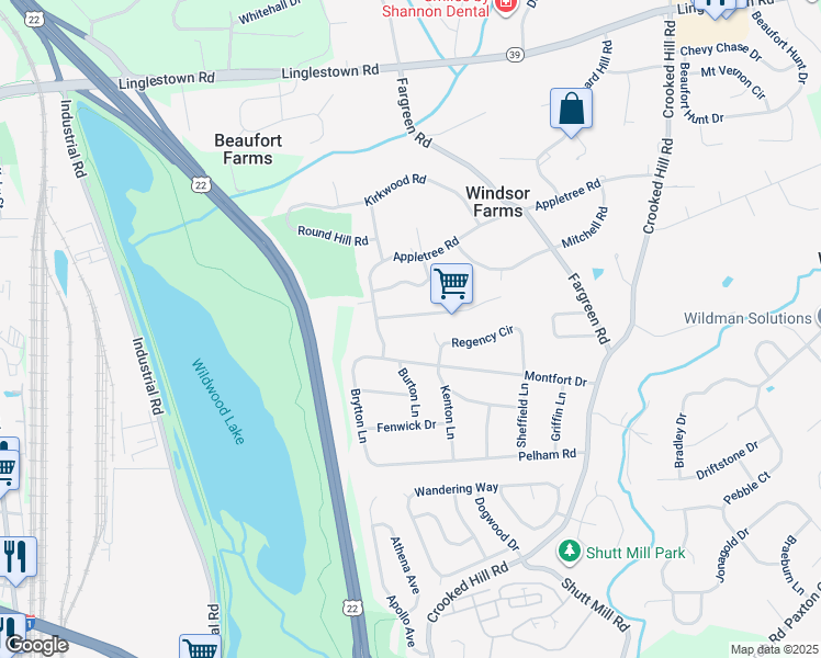 map of restaurants, bars, coffee shops, grocery stores, and more near 1409 Smokehouse Lane in Harrisburg