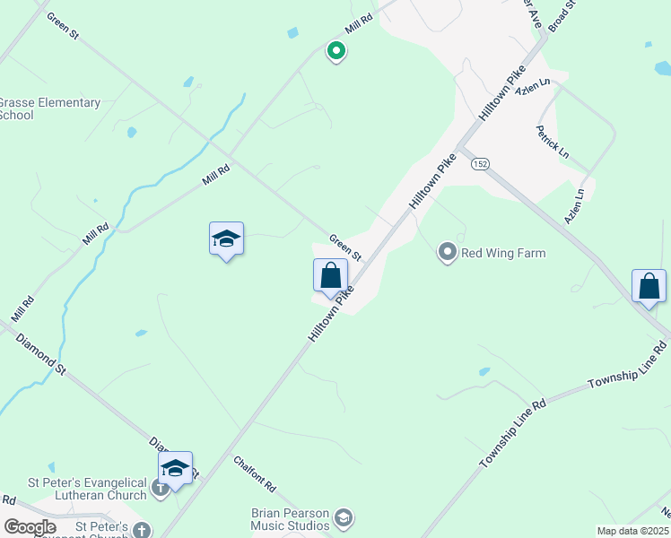 map of restaurants, bars, coffee shops, grocery stores, and more near 1428 Hilltown Pike in Bucks County