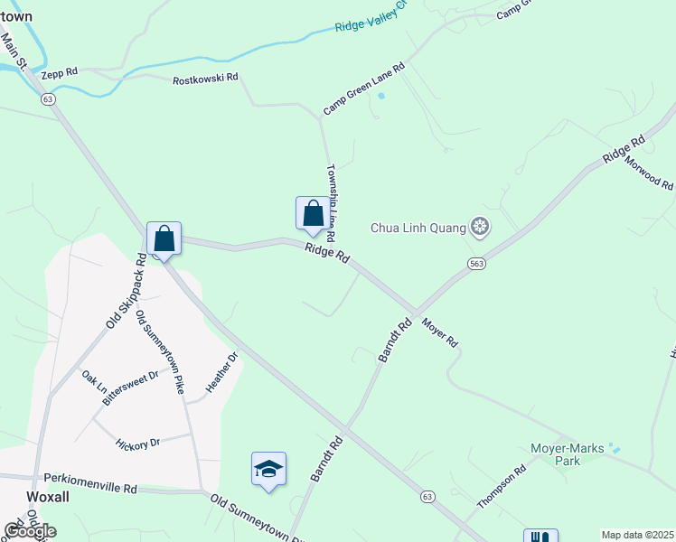 map of restaurants, bars, coffee shops, grocery stores, and more near 1801 Ridge Rd in Telford