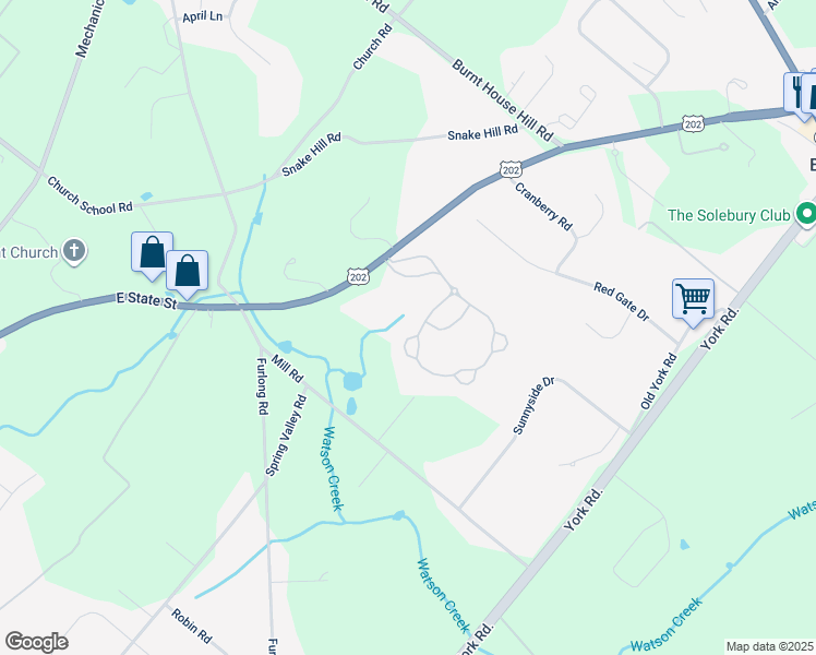 map of restaurants, bars, coffee shops, grocery stores, and more near 2731 Norfolk Lane in Doylestown