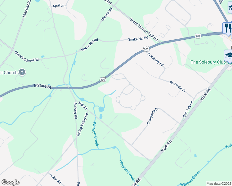 map of restaurants, bars, coffee shops, grocery stores, and more near 2731 Norfolk Lane in Doylestown