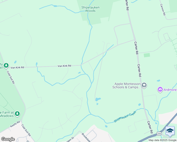map of restaurants, bars, coffee shops, grocery stores, and more near 27 Van Kirk Road in Princeton