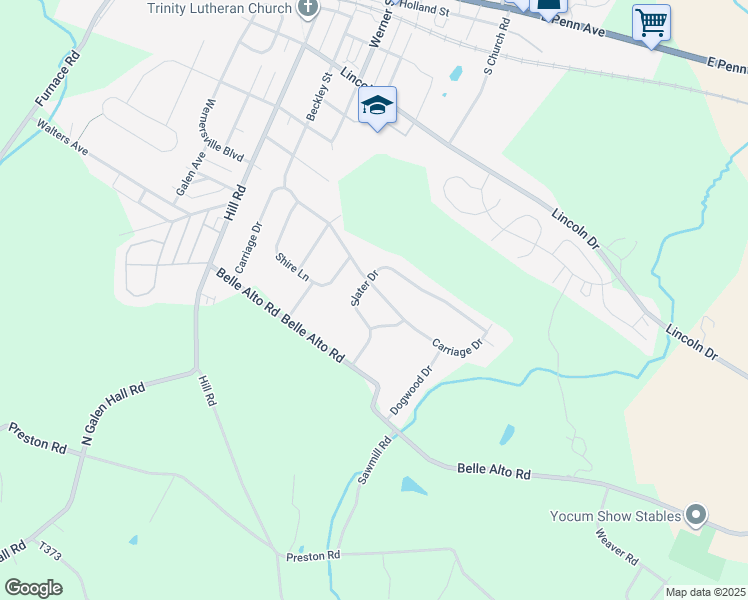 map of restaurants, bars, coffee shops, grocery stores, and more near 6 Sharon Lane in Wernersville
