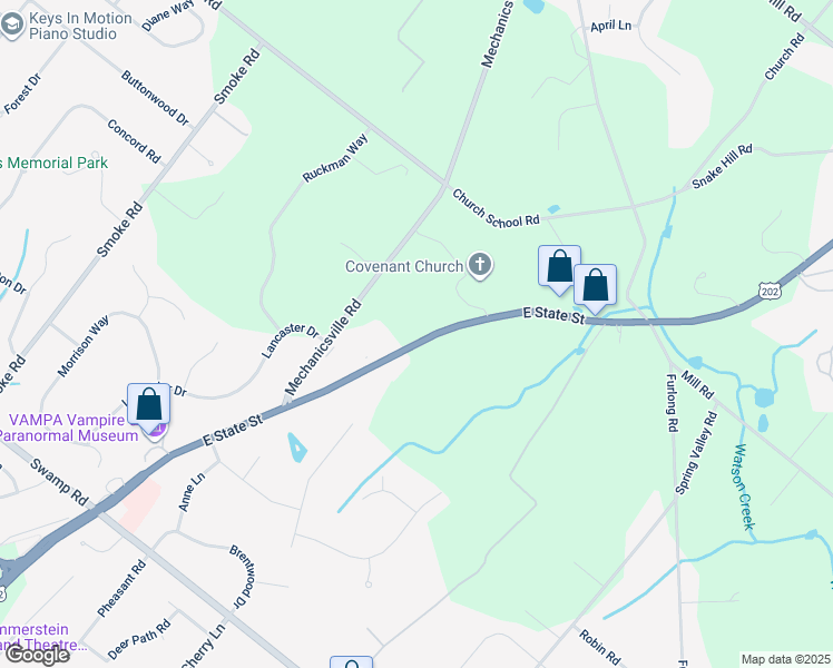 map of restaurants, bars, coffee shops, grocery stores, and more near 3940 U.S. 202 in Doylestown