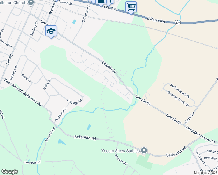 map of restaurants, bars, coffee shops, grocery stores, and more near 510 Gamma Drive in Wernersville