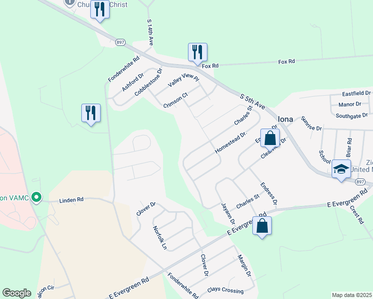 map of restaurants, bars, coffee shops, grocery stores, and more near 434 Charles Street in Lebanon