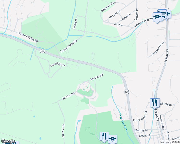 map of restaurants, bars, coffee shops, grocery stores, and more near 450 Mount Thor Road in Greensburg