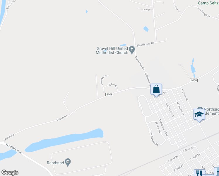 map of restaurants, bars, coffee shops, grocery stores, and more near 11 Highland Drive in Palmyra