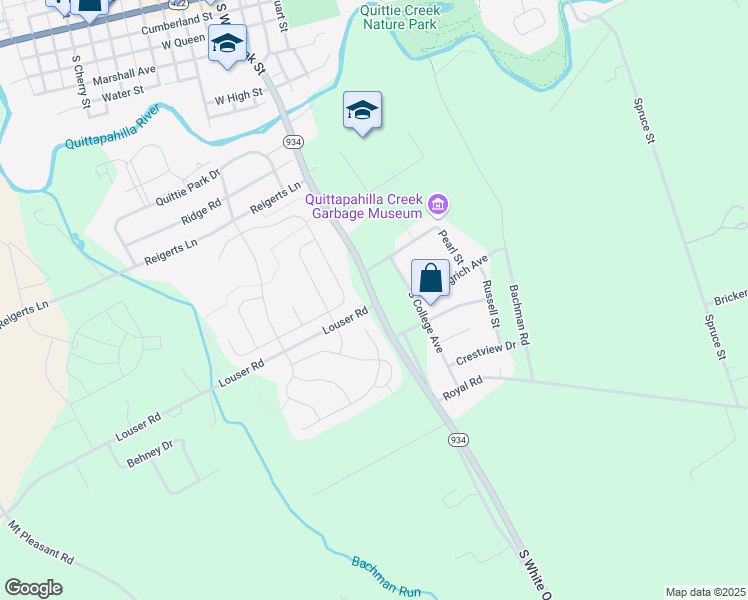 map of restaurants, bars, coffee shops, grocery stores, and more near 775 Pennsylvania 934 in Annville
