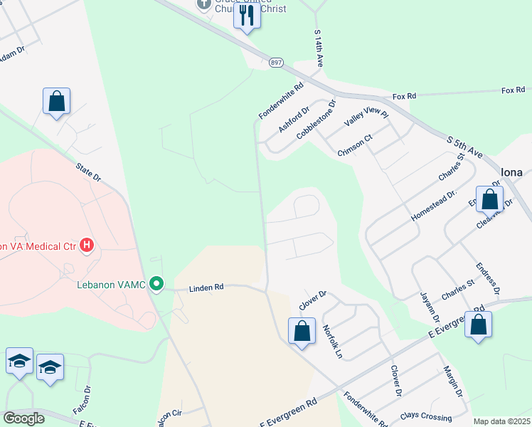 map of restaurants, bars, coffee shops, grocery stores, and more near in Lebanon South