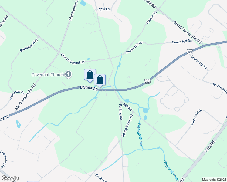 map of restaurants, bars, coffee shops, grocery stores, and more near 2954 Mill Road in Doylestown