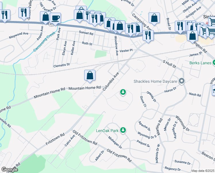 map of restaurants, bars, coffee shops, grocery stores, and more near in Berks County
