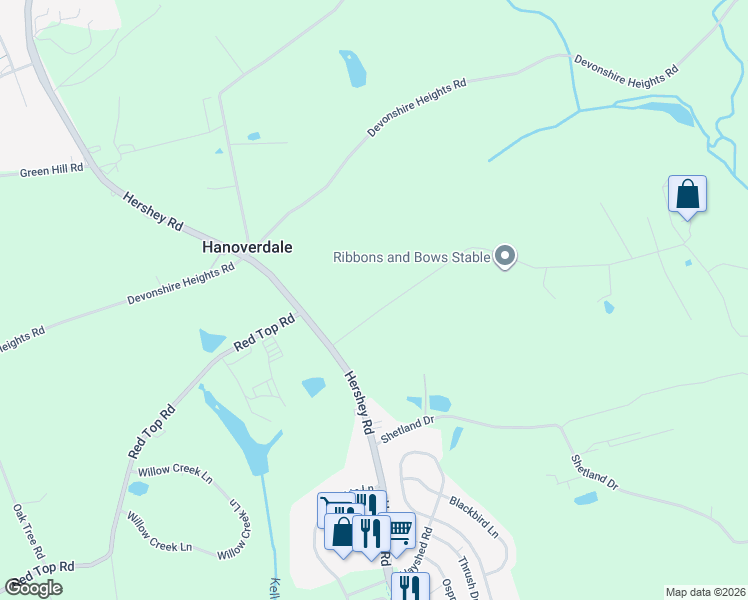 map of restaurants, bars, coffee shops, grocery stores, and more near 8024 Orchard Rd in Hummelstown