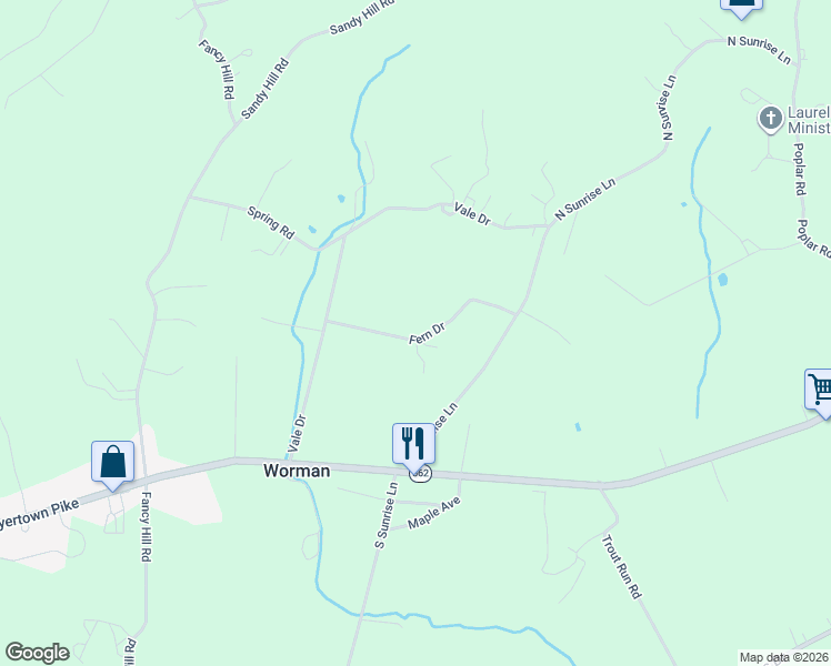 map of restaurants, bars, coffee shops, grocery stores, and more near 43 Fern Drive in Boyertown