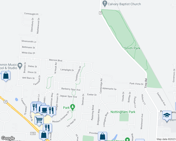 map of restaurants, bars, coffee shops, grocery stores, and more near 383 Seatrain Drive in Delaware