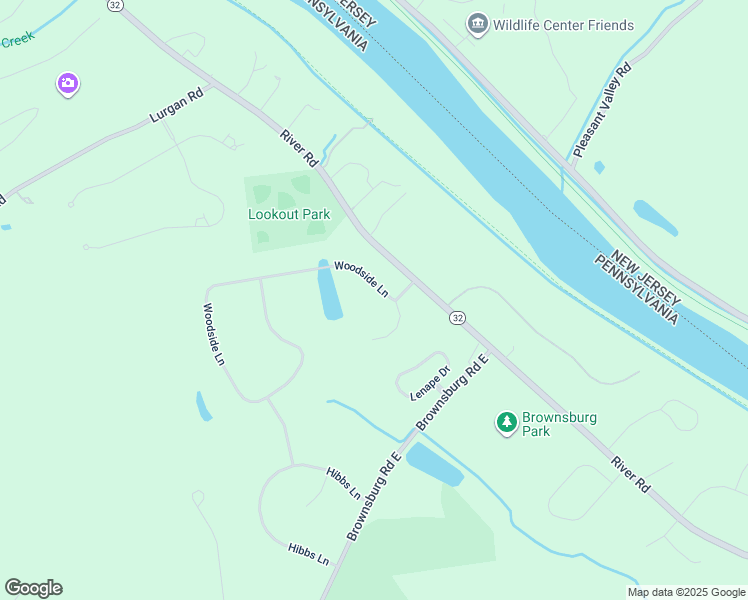 map of restaurants, bars, coffee shops, grocery stores, and more near 9 Woodside Lane in New Hope