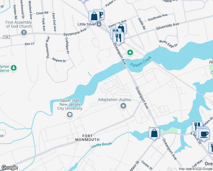 map of restaurants, bars, coffee shops, grocery stores, and more near Lockwood Avenue in Oceanport