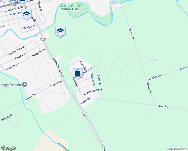 map of restaurants, bars, coffee shops, grocery stores, and more near 825 Bachman Road in Annville