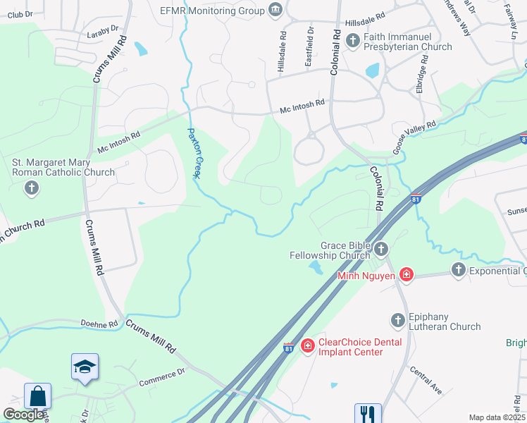 map of restaurants, bars, coffee shops, grocery stores, and more near 1445 Quail Hollow Road in Harrisburg