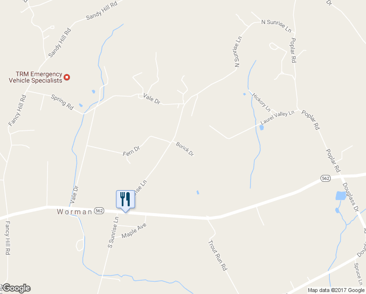 map of restaurants, bars, coffee shops, grocery stores, and more near 46 Borick Drive in Boyertown
