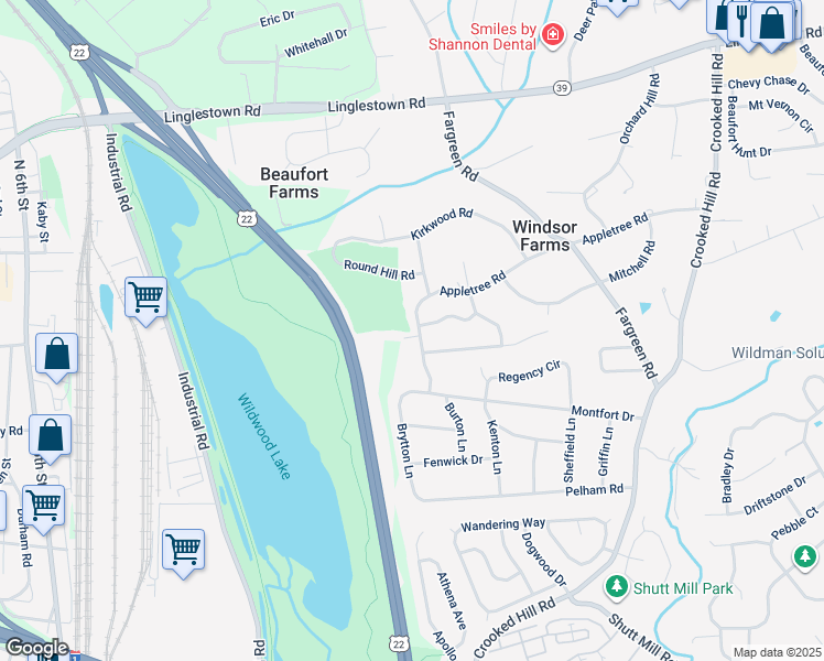 map of restaurants, bars, coffee shops, grocery stores, and more near 4258 Appletree Road in Harrisburg