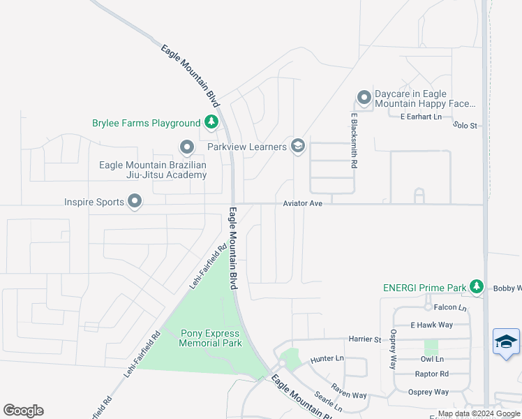map of restaurants, bars, coffee shops, grocery stores, and more near North Goosefoot Drive in Eagle Mountain
