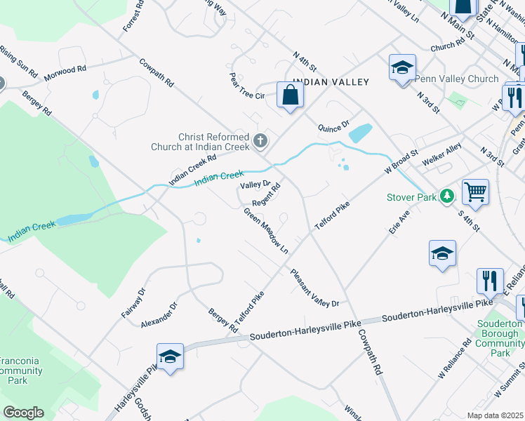 map of restaurants, bars, coffee shops, grocery stores, and more near 116 Theresa Lane in Telford